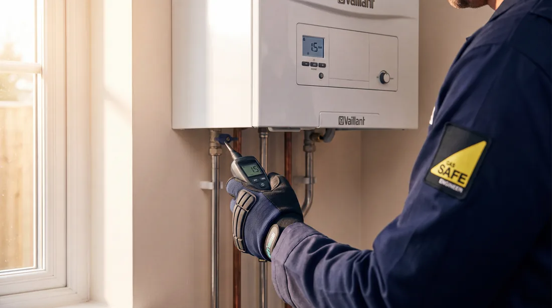 Checking boiler pressure during a service